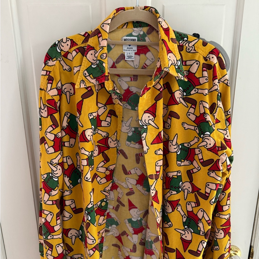 MOSCHINO Pinocchio corduroy unisex shirt, Large, Vintage
